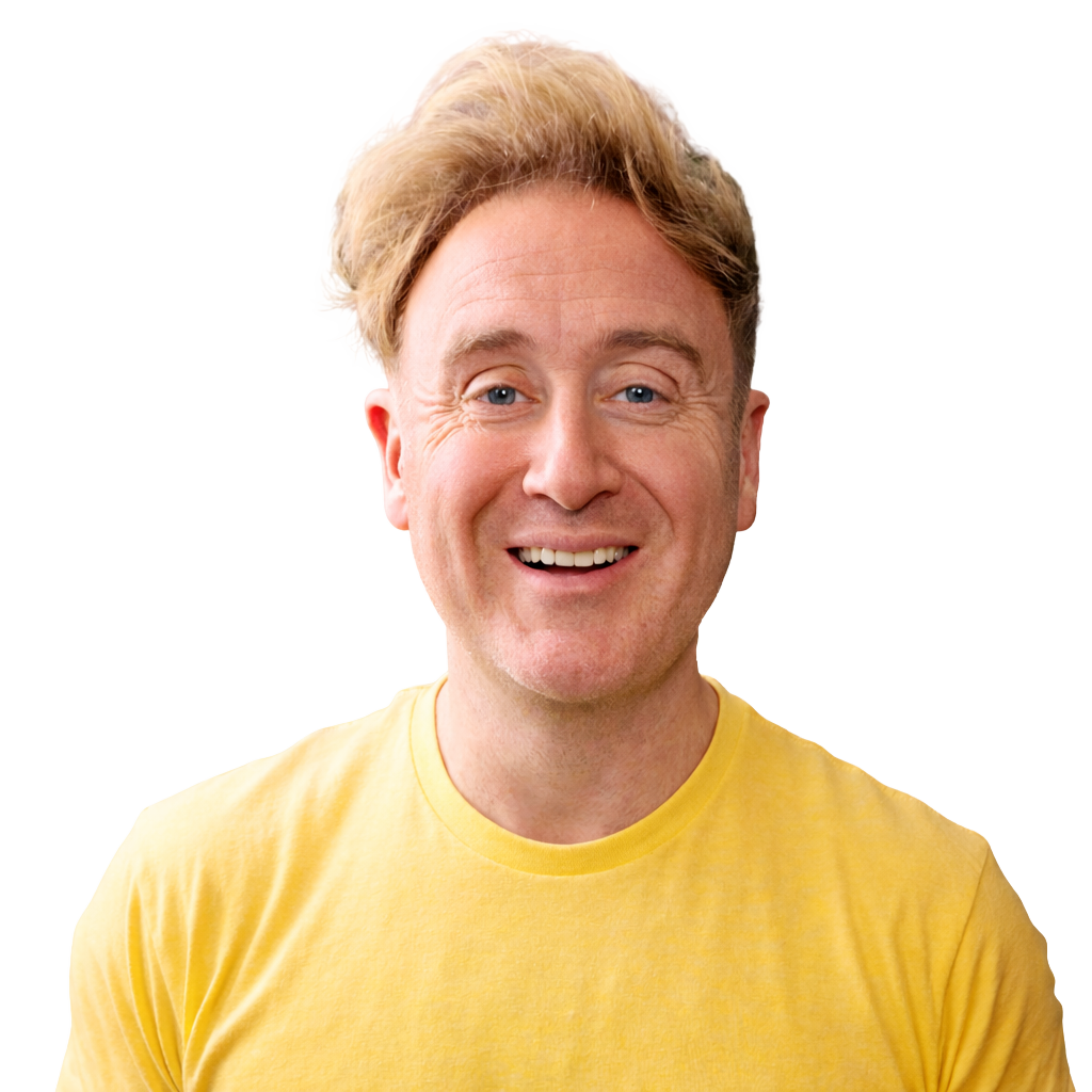 Scottie Henderson smiling in a bright yellow shirt